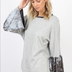 Velvet bell sleeve top